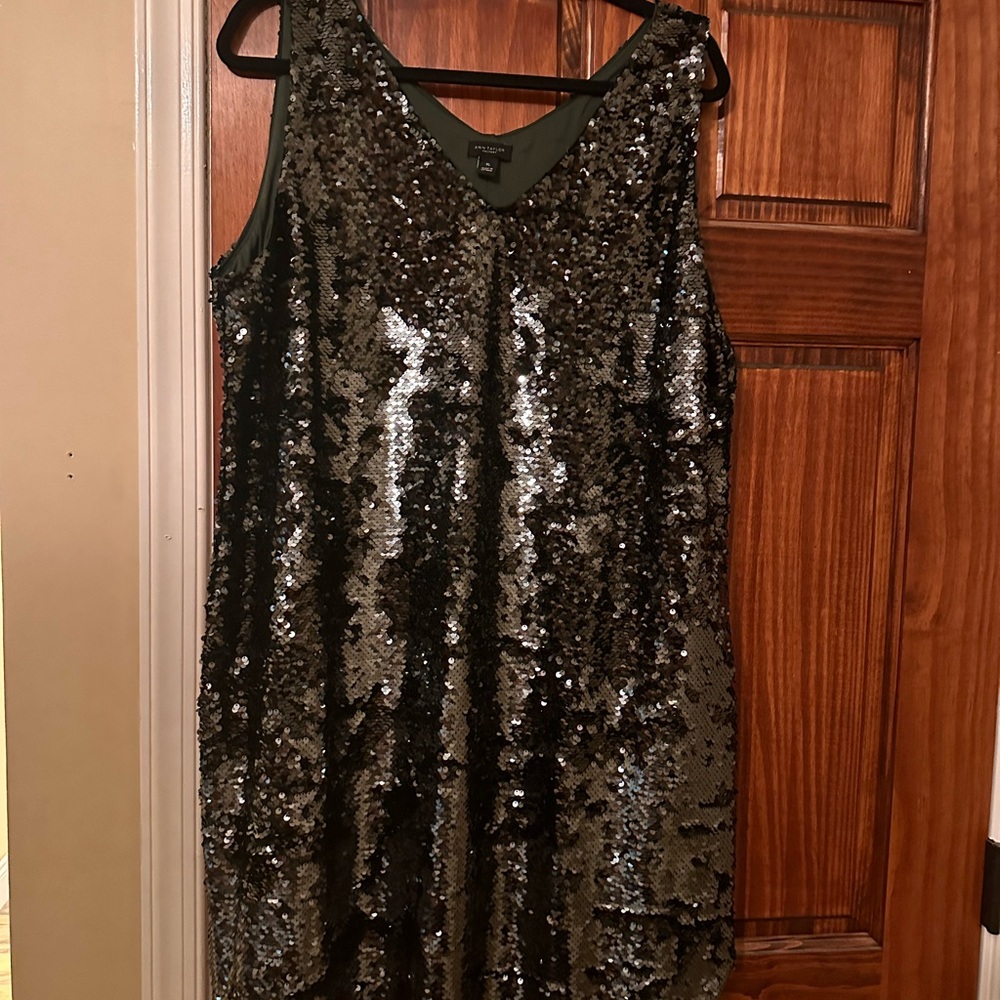 Ann Taylor green tank sequined dress